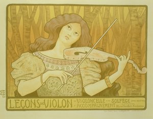 「ヴァイオリンのレッスン」を宣伝するポスターの複製、Rue Denfert-Rochereau、パリ、1898